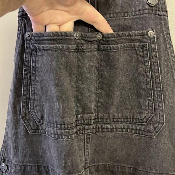 GAP Acid Wash Black Adjustable Razorback Overalls Pockets and Side Buttons- M - Picture 6 of 16